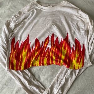 Flame long sleeve crop top